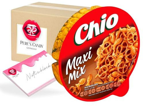 Pere's Candy Bundle für 3 x Chio Maxi Mix Cracker Brezel-Mischung 100g + Pere's Candy Notepad DIN A7-25 Blatt