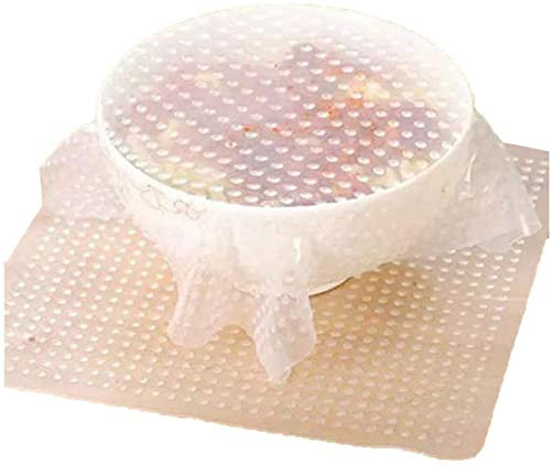 Coperchi per Alimenti Elasticizzati in Silicone Trasparente Quadrato da 3 Pezzi Contenitori espandibili riutilizzabili Pellicola di Copertura per Involucro di Cibo per Tazze, Ciotole, Tazze, piat