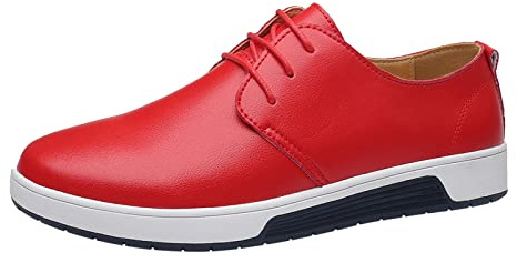 BIISDOST Chaussures vernies pour homme - En cuir rouge - Chaussures basses classiques - En cuir verni - Pour mariage, derby, smoking, bal de fin d'année, occasions formelles, rouge, 43 EU