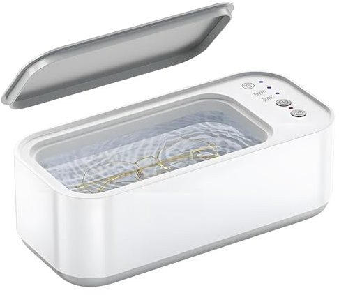 Nettoyeur ultrasonique portable haute capacité pour bijoux soniques avec 3 modes de nettoyage et minuterie pour lunettes, montres, bagues et bijoux en argent – Nettoyage efficace à faible bruit