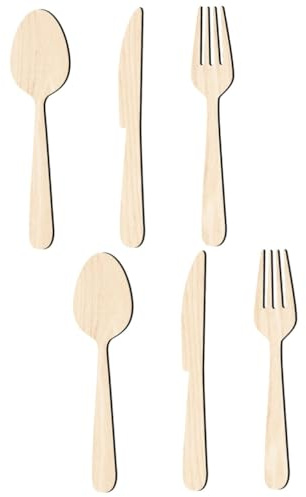 Cabilock Deco Cuisine Murale Couvert 2 Ensembles De Fourchettes en Bois Cuillère Couteau Photos Panneaux De Fourchette Et De Décoration Panneaux D'ustensiles De Cuisine Rustiques Fourchette Cuillère