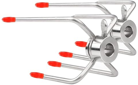 Set di pinze per carne in acciaio inossidabile per spiedo, 2 aghi per carne con vite di serraggio e custodia protettiva rossa, accessori per spiedini