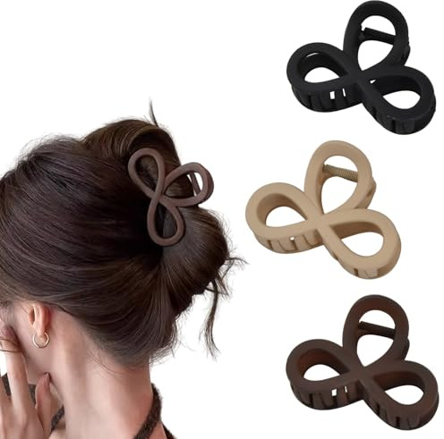 3 Piezas Pinzas para el Pelo de Tamaño Mediano, Pinzas para el Pelo Mate Antideslizantes, Pinzas de Doble Fila para el Cabello para Niñas y Mujeres Cabello Grueso y Fino