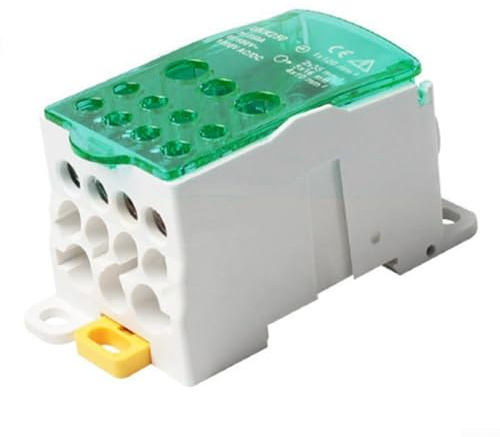 HpLive 80A~500A Hauptleitungs Abzweigklemme für Hutschiene, DIN Schienen Klemmenblock Abzweigkasten, Grün(250A)