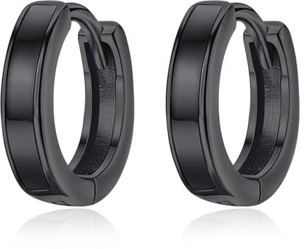 TANGPOET Unisex Creolen für Herren 925 Sterling Silber Breit Herren Ohrringe Damen Klapp Creolen Ohrschmuck Weihnachten Geschenk für Frauen Männer