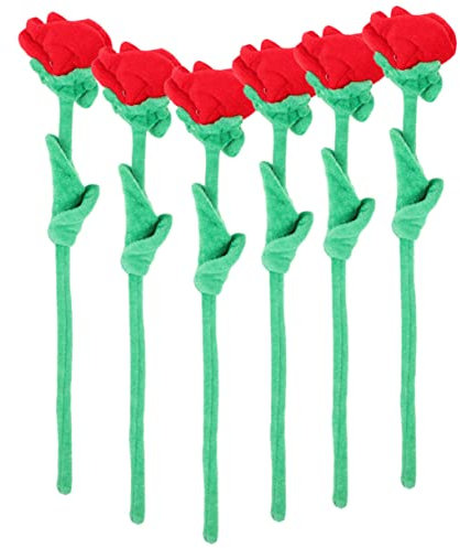 ABOOFAN Decoración del Hogar Rosas De Peluche Flexibles 6 Piezas Ramo De Flores Artificiales para El Hogar