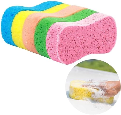 CAKKVDE Car Wash Sponges,5 PCS Colorful Multi-Purpose Cleaning Sponge,Washing Windows and Anti Scratch Perfect for Wheels, Windscreen & Bodywork for Car Boat Cleaning