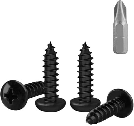 150 Pz Viti M5x20mm, Viti Autofilettanti, Viti per Legno Nere, Vite a Testa Bombata a Croce Tonda, Vite da Acciaio al Carbonio per Mobili Metallo Plastica