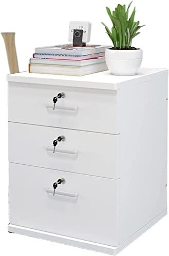 Büroschrank aus Massivholz mit drei Schubladen, zur Wandmontage, Weiß