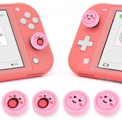 PYEUIFT 4 Pièces Capuchons de Joystick de Rechange, Caps Joystick, Capuchon de Stick Analogique pour Manette Switch, Switch Lite et Switch OLED - Rose
