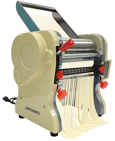JARYANNIX Electric Pasta Press Maker, Stainless Steel Noodle Making Machine, 3mm and 9mm Wide Knife, Adjustable Width, Automatic Noodle Maker for Home Commercial 110V 550W