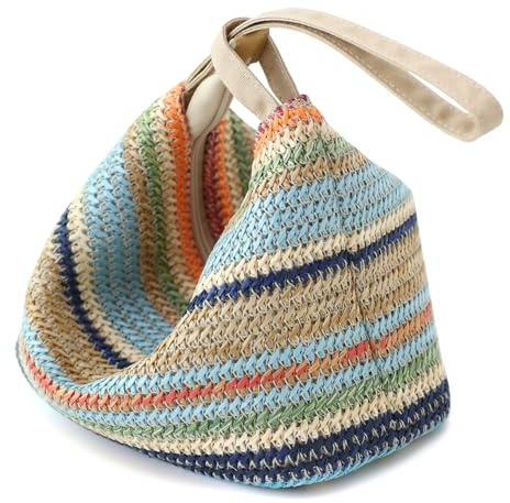 BBORGDC Stylish Woven Straw Wristlet Wallet & Clutch Bag - Large Capacity Zipper Pouch with Wrist Strap, Perfect Summer Beach Handbag for Travel, Vacation, and Everyday Use