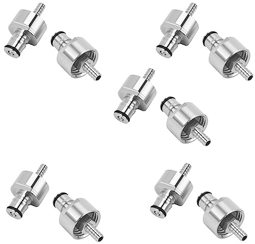Qarmijaer Lot de 10 bouchons en acier inoxydable 304 pour gazéification 1,6 cm Barbe, type de verrouillage à boule, convient aux bouteilles en PET de boissons gazeuses