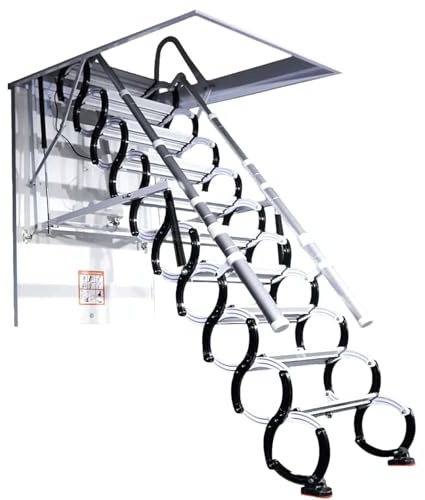Qxmiguel Escaleras desván Escalera eléctrica de Control Remoto de Control Remoto escaleras telescópicas Techo Techo Plegable Tira de la Escalera de Aluminio del ático Aluminio de Aluminio Escalera