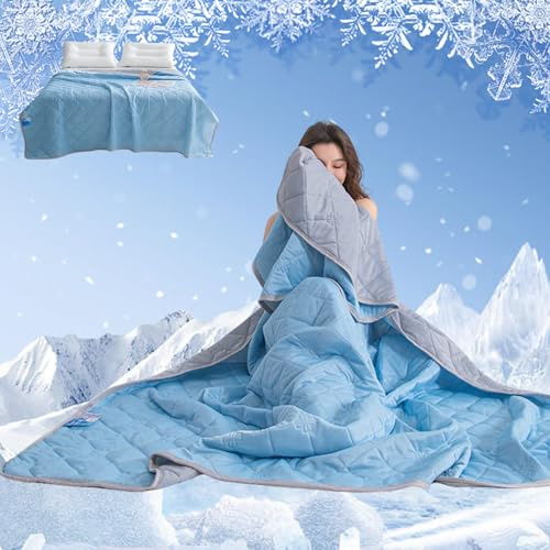 Kühlende Sommerdecke 150x200cm, Leichte Dünne Doppelseitig Kühldecke, Selbstkühlende Decke Sommer Cooling Blanket für Bett, Kühlfaser Steppbett, Sommerbettdecke für Camping und heiße Tage, Kochfest