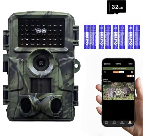 Wildkamera WLAN 4K 60MP mit 32GB TF-Karte&App – Wildtierkamera mit Nachtsicht (45 unsichtbare LEDs), 0.05s Auslöser, Bewegungsmelder,IP67 Wasserdicht,130° Weitwinkel für Outdoor,Jagd & Tierbeobachtung