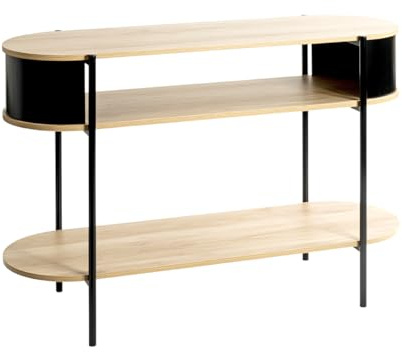 HAKU console, oak, black, metal, chipboard. Dimensions: W 110 x H 76 x D 39 cm. Style: Modern