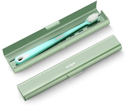 Oralphi Alu-Zahnbürstenetui, Tragbares Reiseetui aus Aluminium für Handzahnbürsten – Leicht, Hygienisch & Langlebig, Ideal für Reisen, Camping, Business & Badezimmer-Grün