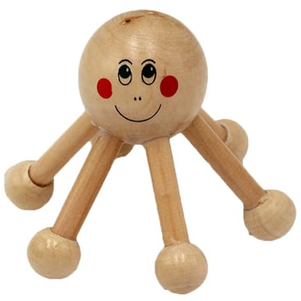 Manual Head Massage Tool - Spider Wooden Relaxer, Hair Stimulating Accessory | Natural Circulation Boosting TherapyMethod, Multi Leg Finger Pressure Application with/for Scalp Relaxation Routine