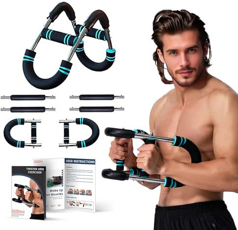 TOPtoper Twister Armtrainer , Portable Power Twister Stange mit abnehmbarem Design, Verstellbares Brusttrainer U Brustmuskel Trainingsgeräte – Fitnessübungen überall Gorilla Grip Brust Trainer