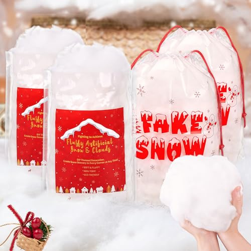 Fake Snow 1040g/36.7oz Fluffy Artificial Snow for DIY Mantle Table Village Nativity Displays,Soft Cotton Fake Snow Clouds for Winter Christmas New Year Wedding Birthday Valentines Party Decoration