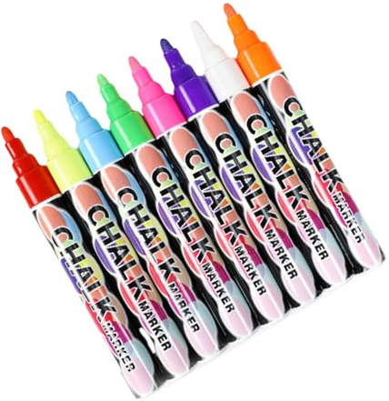 Pennarelli a gesso con punta reversibile da 6 mm, per scrivere e disegnare su lavagne, lavagne, finestre, vetro, punta reversibile