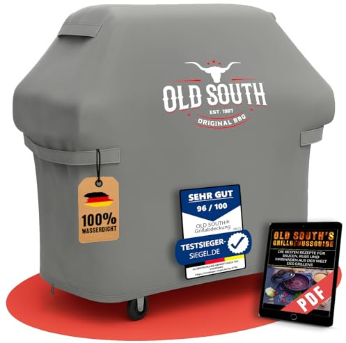 Old South - Grillabdeckung Wetterfest - Grill Abdeckhaube für Weber, Napoleon, Enders, Rösle Gasgrill - Grillhaube Cover Wasserdicht (132 x 65 x 110 cm)