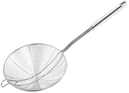 NUOBESTY Colador de Acero Inoxidable Mango Ergonómico Resistente al Calor Espumadera Doble con Malla Fina para Escurrir Pasta Verduras y Frituras Cocina y Hot Pot
