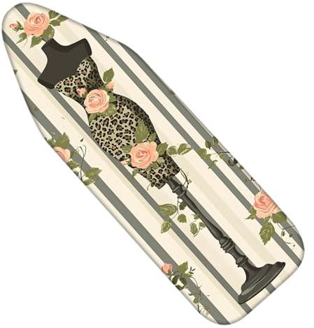 Nuxovilar Ironing Board Cover Needle Cotton 15x54 Inches | Ironing Board Cover and Pad Leopard Floral Dress Form Needle Cotton for Bedroom, Dressing Area, Laundry Room