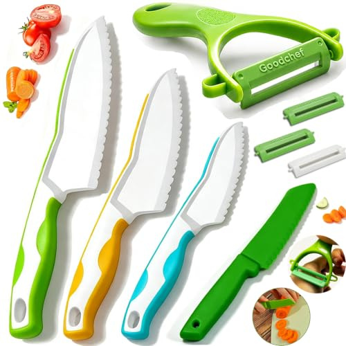 Goodchef Kindermesser, gemüseschäler （8-teiliges） | Kinder Schneideset , kindersicheres Lernmesser,Kinder Küchenset, Geschenk für kleine Küchenhelfer