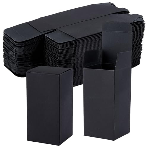BENECREAT 50 Stück Geschenkbox Aus Papier Schwarze Rechteckige Kartonboxen (5x5x10cm Durchmesser) Für Geburtstagsgeschenke Verpackung Für Partygeschenke Und Valentinstagsgeschenke