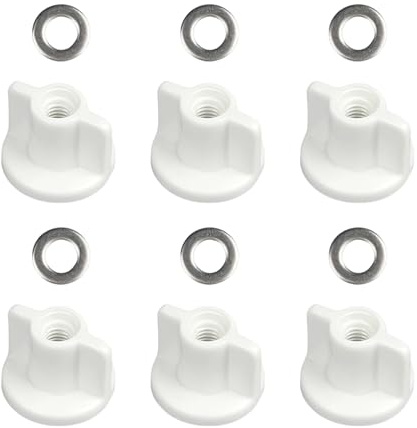 UYGTHI 6 Set Toilet Seat Back Nut Washer Kit, Toilet Seat Bottom Fixing Kit, Plastic and Metal Rear Nuts for Top Mount Toilet Seat Hinges Replacement
