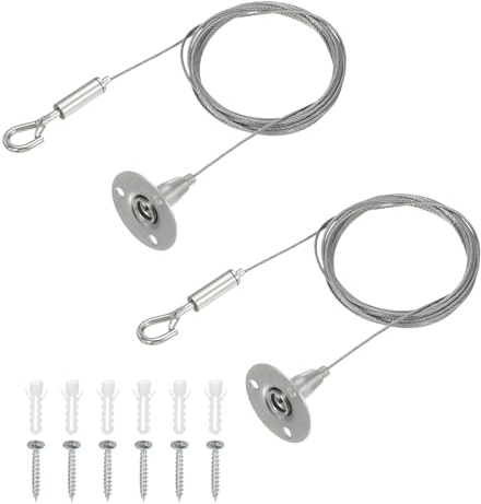QUARKZMAN 300 X 1.5mm Kit De Fils De Suspendu Réglables, Câble En Acier Inoxydable Renforcé Avec Crochets Simples Pour Photo Lumière Écran LED Rideau 2PCS