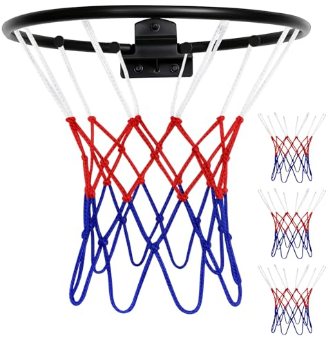 3 Pezzi di Piccola Rete da Basket, Rete di Ricambio per Pallacanestro, Rete di Ricambio per Mini Cerchio da Basket, per Cestini da 20-26 cm, Rete da Basket Tricolore per Sport Esterni e Interni