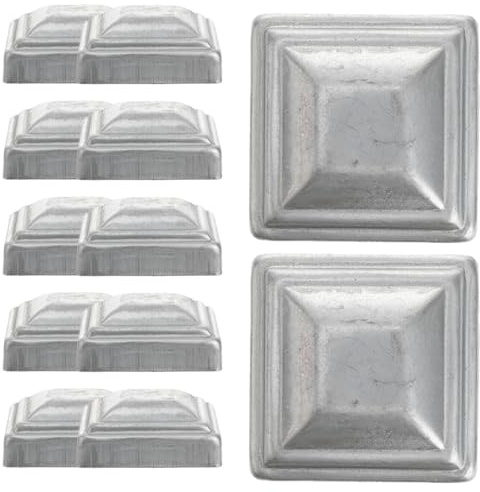 Tappi Quadrati per Pali Recinzione in Ferro Argento 12 Pezzi 50x50 | Colata Integrata, Bordi Lisci, per Palo Barriera Stradale, Formato Compatto e Facile da Trasportare