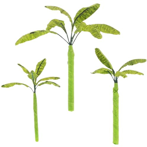 NAMOARLY Décoration Végétale Mini Bananiers Lot de 3 en Plastique Tailles 5-7-9 CM pour Paysage Miniature et Loisirs Créatifs Maquette Architecturale