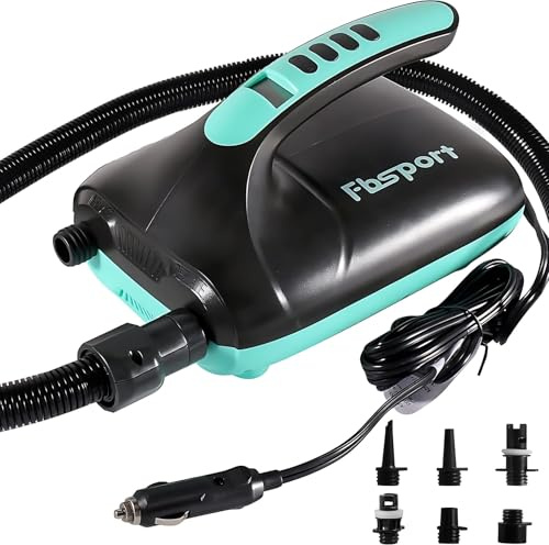FBSPORT SUP Pump Elettrica 20PSI, 12V DC Pompa per Gonfiabili con Funzione di spegnimento Automatico e LCD, Gonfiaggio e Sgonfiaggio 2-in-1 per Paddle Board Kayak Materasso d'aria Tenda e Barca