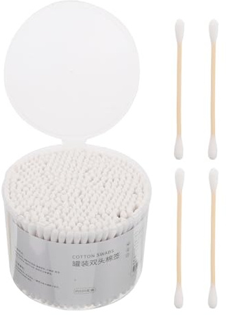 WRITWAA Auricolari di Cotone a Doppia Punta Bastoncini Pezzi 500 in Legno e Cotone Beige, Pratici e Riutilizzabili per Pulizia Orecchie e Applicazioni Cosmetiche, Adatti per Animali