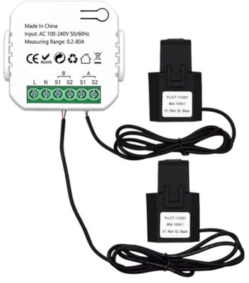 Qeunrtiy Compteur D'Énergie Tuya Smart ZigBee 2 Voies Bidirectionnel avec Pince de Capteur de Courant App Moniteur Puissance 100-240VAC, 2 Canaux 2CT Installation Facile Facile à Utiliser