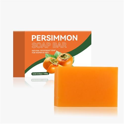 Savelina Kaki Seife – Natürliche Persimmon Soap gegen Körpergeruch & Altersgeruch – Feste Deodorantseife für Damen & Herren, Sanfte Reinigung & Pflege für Reife & Empfindliche Haut (100g)