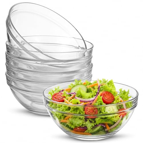 Bemonew Set di 6 ciotole trasparenti in plastica trasparente infrangibile per insalate, antipasti, dessert, ciotola da portata riutilizzabile per ristoranti per feste in casa, 6 pollici