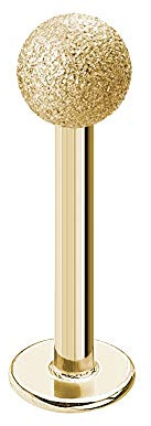 Treuheld | Goldenes Piercing LABRET in DIAMANT-OPTIK - Chirurgenstahl - 9 Größen & Längen - GOLD - mit sandgestrahlter Kugel zum Schrauben - matt - LIPPENPIERCING - Intimpiercing & Zungenpiercing