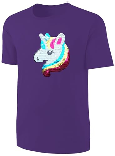Mädchen Wendepailletten T-Shirt Einhorn - Kinder Streichel-Shirt - Lila