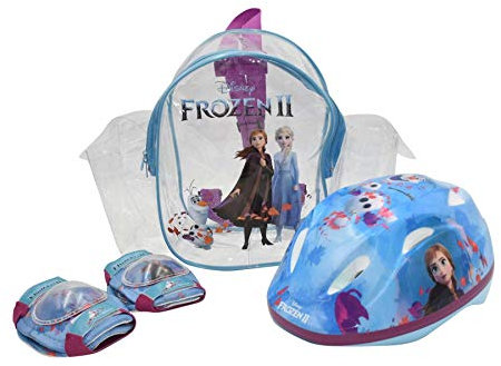 Kinder Fahrrad Schutz-Set Disney Frozen II - Die Eiskönigin 2 | Fahrradhelm Gr. 51-55 cm + Knie- und Ellbogenschützer + Tragetasche im Set
