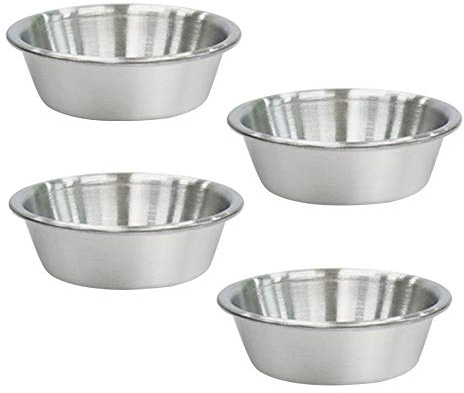 N/A/Fatiya Lot de 4 mini soucoupes en acier inoxydable pour sauce, soufflé, ramequins en métal pour petites portions d'épices, condiments, préparation, accompagnement, vinaigrette (65,2 g, argent)