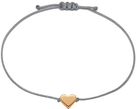 Selfmade Jewelry Armband Damen Herz Roségold Handgemachtes Armbändchen mit Herzchen Größenverstellbar Inkl. Geschenk-Verpackung (Rosegold - Grau)