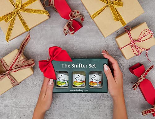 Persie Distillery Charity Dog Gins Snifter Mini Gin Set – 1 Zesty, 1 Spicy & 1 Classic Miniature Gin Gift – Award Winning Scottish Distillery Craft Gins – 3 x 5cl Glass Bottle Box