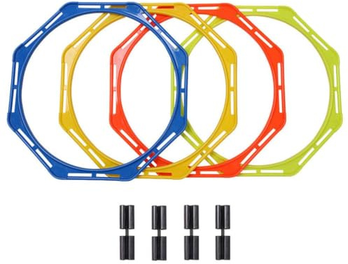 CLISPEED 4pcs Sports Speed Rings Set, Agility Hoops Ladder Set, Youth Agility Footwork Training and Speed Hurdles Rings, Football Control Skills Loop, Obstacle Course Challenges