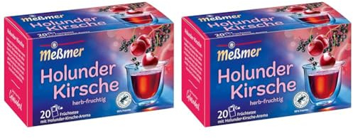 Meßmer Holunder-Kirsche | 20 Teebeutel | Vegan | Glutenfrei | Laktosefrei (Packung mit 2)