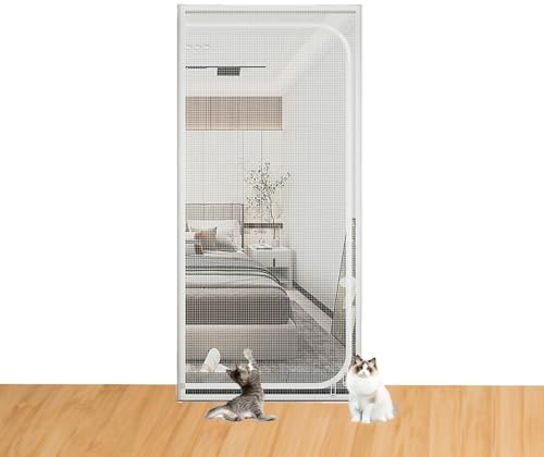 Katzengittertür – Haustierbeständiges Netz-Sicherheitsgitter mit verdicktem Reißverschluss, um Flucht zu verhindern – Netz für Balkon, Wohnzimmer, Schlafzimmer, Küche, Terrasse